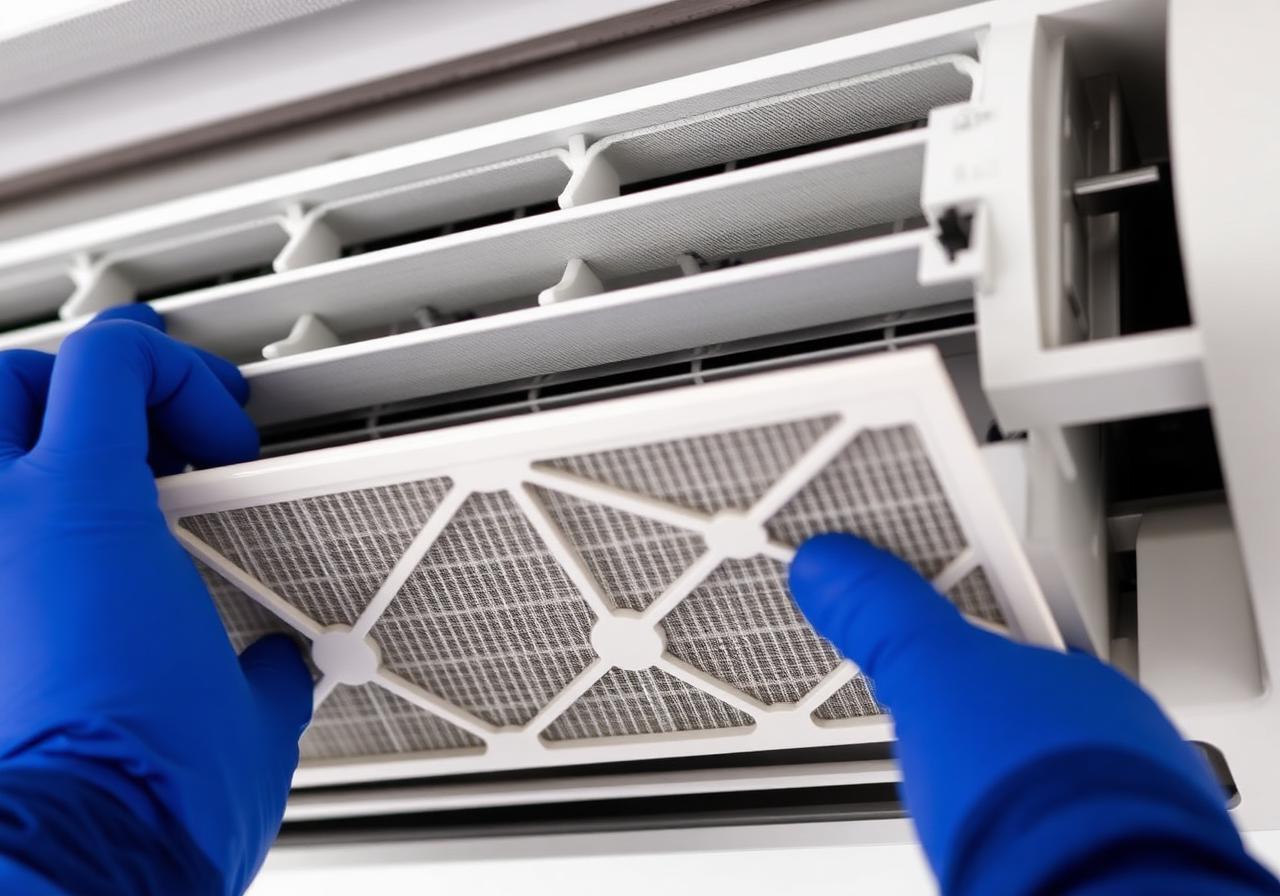 Clean aircon filters reinstalled